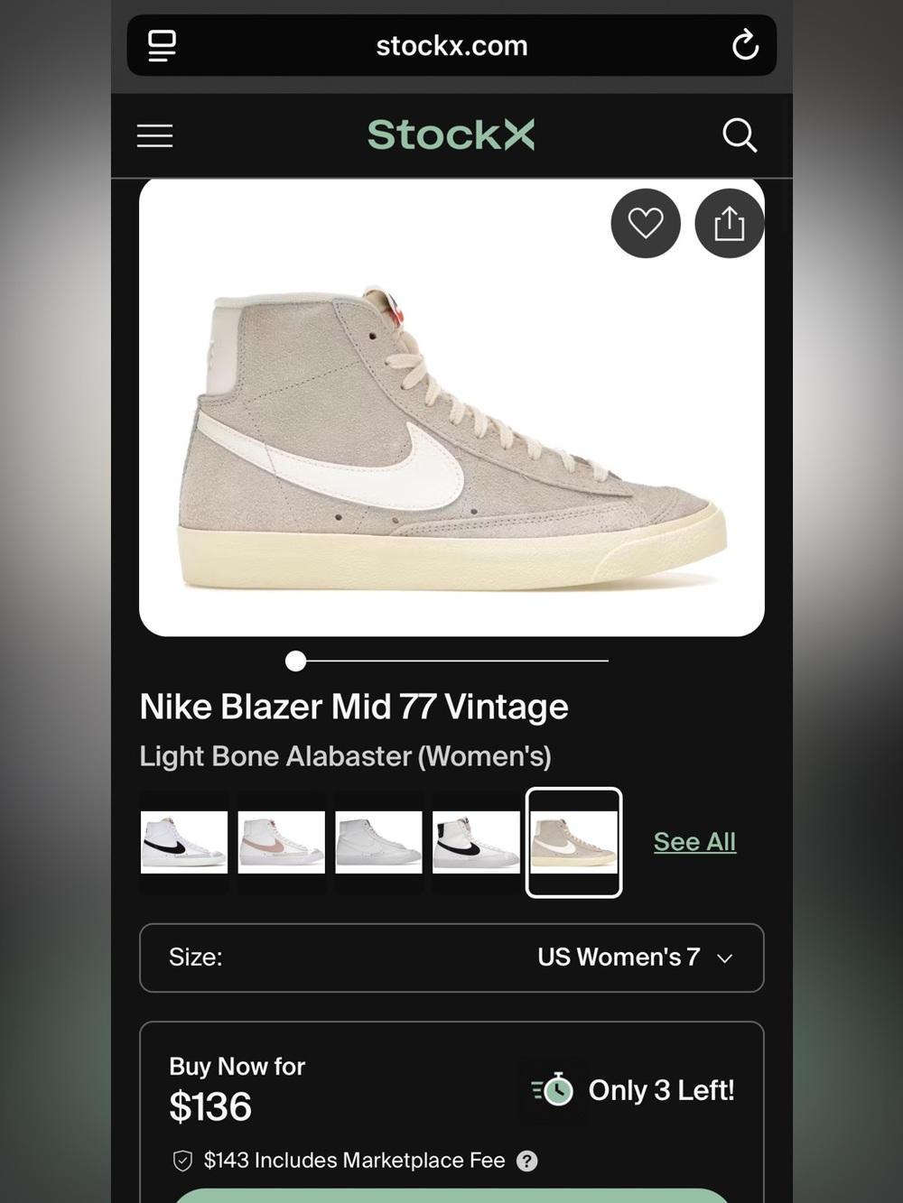 Nike Blazer Mid '77 Vintage High Top Sneakers in Light Bone Alabaster - Picture 13 of 15